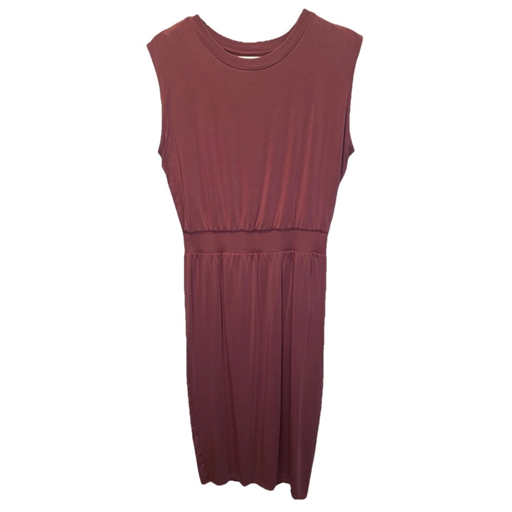 Athleta Mauve Rose Santorini Cinch Sleeveless Crew Neck Knit Dress S Stretch